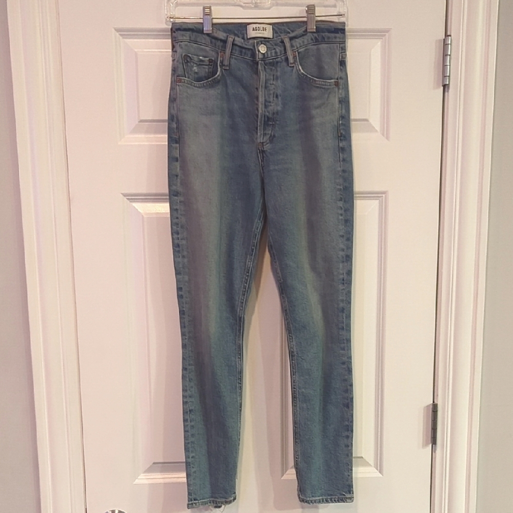 Agolde, Like New Skinny Jeans With Distressed Ankles: Size 25